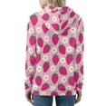 thumbnail image 3 of Renewold Pink Oversize Zip Up Hoodie for Women Size XS Strawberries Blossom Cute Sweatshirts Long Sleeve Drawstring Thin Jersey Comfort Breathable Outwear with Pocket, 3 of 5