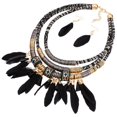 thumbnail image 1 of Conjunto de Collar Y Pendientes Llamativos de de Babero con Borlas de Plumas Bohemias Hechas Yinane Conjunto de joyas, 1 of 5