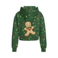 thumbnail image 5 of Uourmeti Xmas Gingerbread Man Kids Blouse Shirt with Pocket Oversize Plus Size Girls Hoodies for School for Gym Size 5-6 Green, 5 of 7
