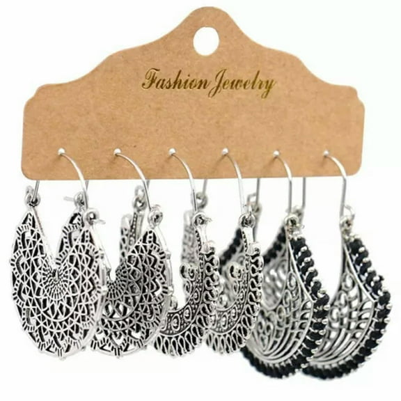 GKNET Retro Gypsy Earrings Tribal Ethnic Festival Tassel Ear Hook Dangle Jewellery New-3 pairs Sector
