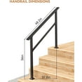 thumbnail image 2 of 2-Pack Adjustable Metal Hand Rails for Outdoor Steps 4-Step Stair Railing Kit Black Weatherproof and Comfortable Grip for Concrete and Wooden Steps, 2 of 7