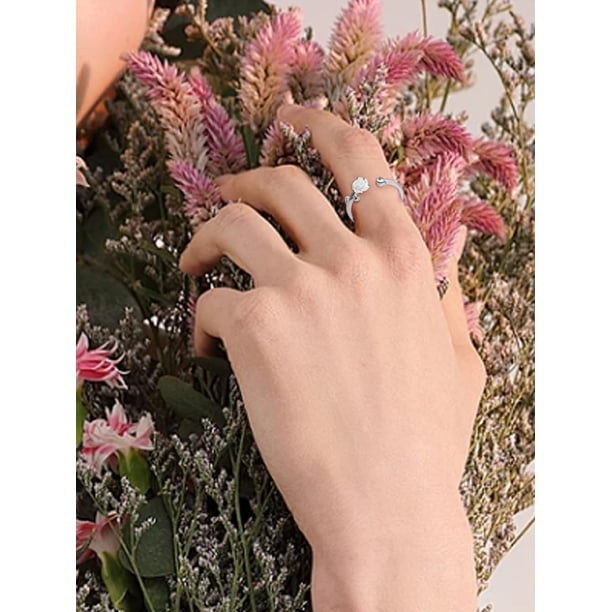 Anillos de aleación de platino para puños, apilables, de resina, para mujer, regalo de cumpleaños, joyería personalizada, tamaño 6 3/4 (17,1 mm)