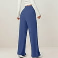thumbnail image 4 of Women's Casual Pants Elastic Waist Soft Knitted Trousers Ribbed Texture High Rise Pocket Pants for Comfortable Daily Wear Fall Winter, 4 of 6
