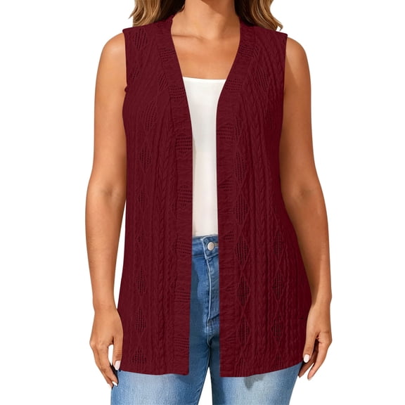 Women's Sleeveless Open Front Cardigan Vest Lightweight Plus Size Knit Sweater Vests Fashion Clothing