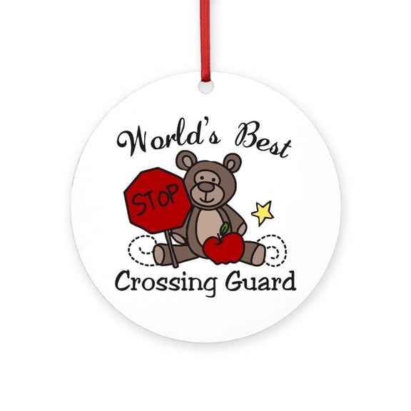 CafePress - Crossing Guard - Round Wood Ornament 4"