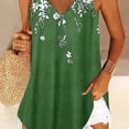 thumbnail image 3 of Camiseta sin mangas con cuello en V sin mangas para mujer Camiseta sin mangas estampada cómoda y holgada con estampado de flores, 3 of 5
