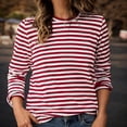thumbnail image 5 of Luwomo Women Tshirt Crew Neck Long Sleeve Loose Knit Striped Regular Blouses, 5 of 6
