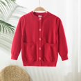 thumbnail image 2 of KAUOD Girls Button Down Knit Cardigan Tops with Pockets Long Sleeve Open Front Sweater Kids Plain Soft Fall Coats Clothes, 2 of 7