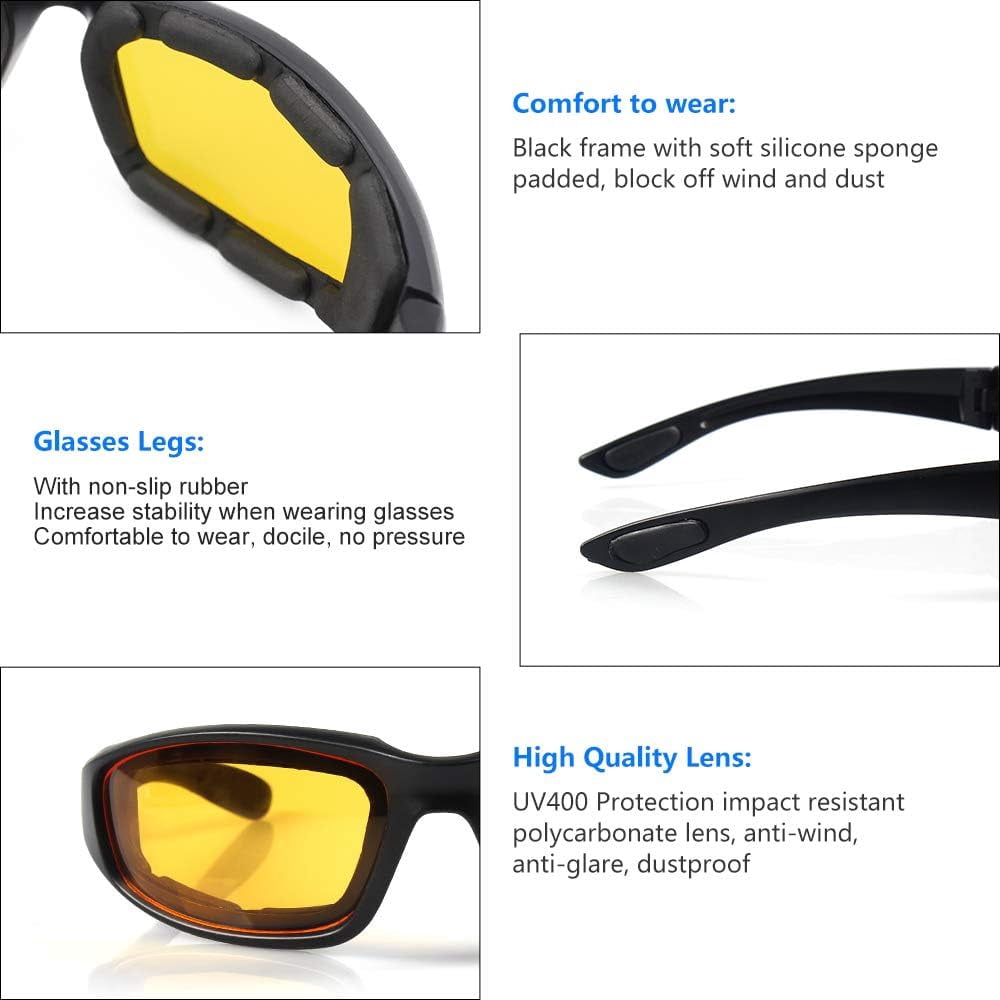 Motorcycle Riding Glasses Goggles UV Protection Dustproof Windproof Sunglasses for Outdoor Activities