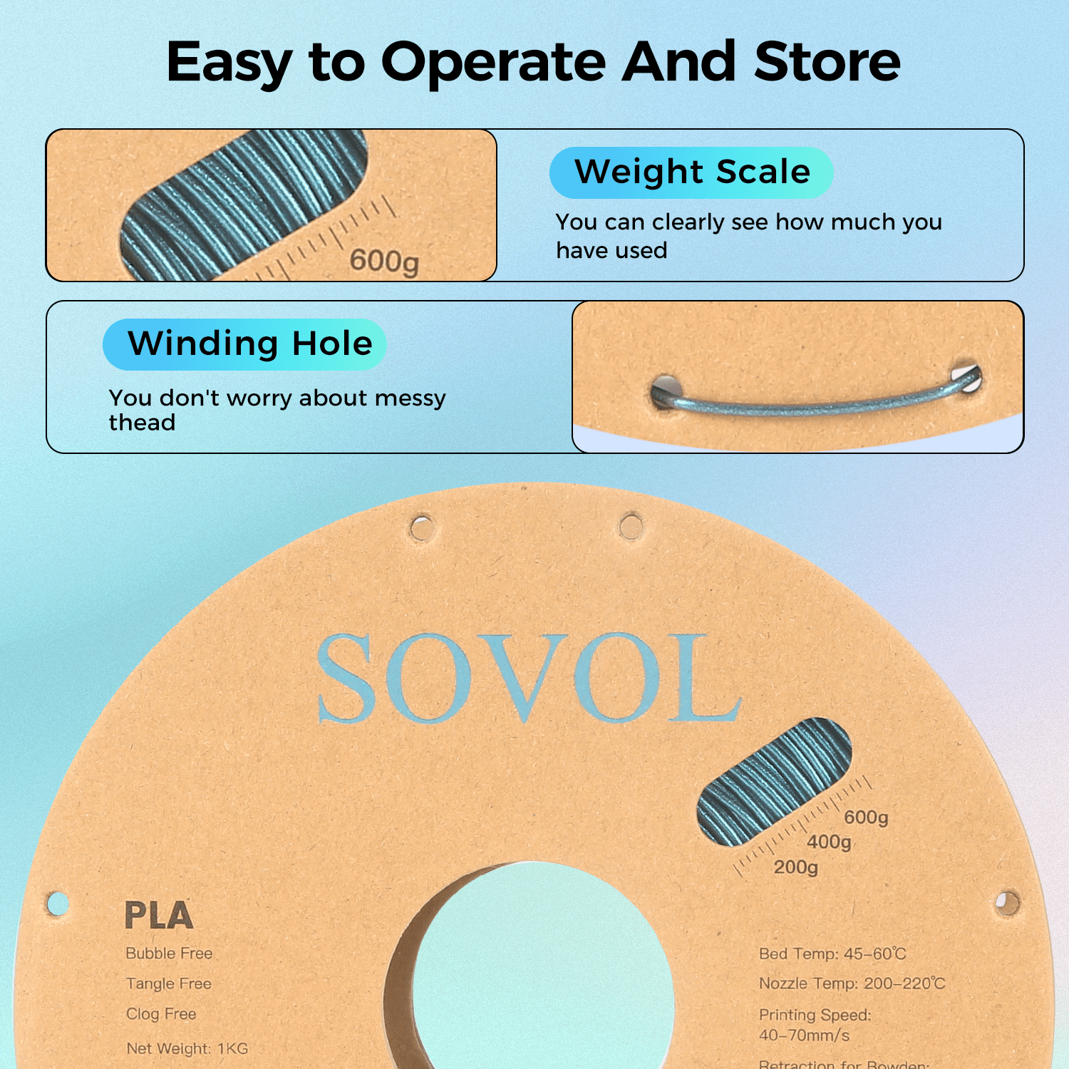 Sovol Silk PLA Filament with Blue Glitter 1kg 1.75mm, Color Changeable 3D Printer Filament 2.2lbs, Chameleon Shiny PLA Material +/-0.03mm, Shimmering 3D Printing Filament, Galaxy Blue