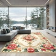 thumbnail image 2 of ODIKA 6'x9' Ultra-Soft Area Rug, Playroom Vintage Coquette Scroll Border Aesthetic Pink Dorm Boho None Washable, Bare feet friendly, Silk-Touch for Guest Room, Bedroom, 2 of 7