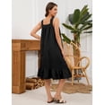 thumbnail image 2 of Fiophy 100% Linen Dress V Neck Pleated Button Front Sleeveless Wide Strap Summer Casual Ruffle Midi Summer Dresses, Black,L, 2 of 8