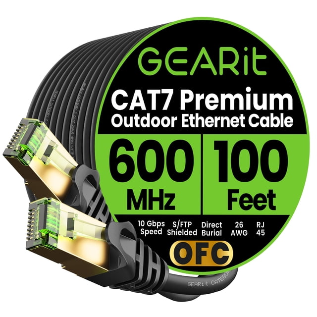 Cable Ethernet GearIt Cat7 Outdoor 30 m SFTP 10 Gbps resistente al agua