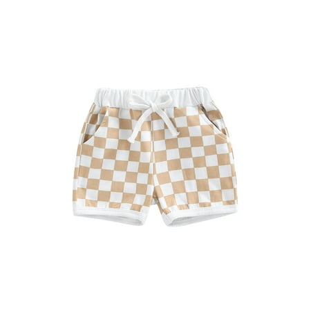 

Wassery Infant Baby Boys Shorts Summer Checkerboard Print Sports Jogger Shorts with Pocket Casual Short Pants 0-3T
