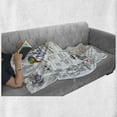 thumbnail image 5 of Venice Soft Flannel Fleece Throw Blanket, Venezia Calligraphy with Elements Symbolizing Italy Drawn by Hand, Cozy Plush for Indoor and Outdoor Use, 70" x 90", Charcoal Grey Multicolor, by Ambesonne, 5 of 5
