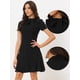 thumbnail image 2 of Elegante vestido de cuello con lazo para mujer, color sólido, dobladillo con volantes, manga corta, vestidos de columpio Negro L, 2 of 6