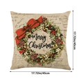 thumbnail image 3 of JilgTeok Christmas Pillow Covers Santa Claus Garland Bell Decorative Vintage Throw Pillow Covers Winter Retro Farmhouse Decoration for Home Couch(17.72*17.72in), 3 of 6
