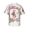 thumbnail image 3 of Letter B Flower Graphic Hawaiian Shirts For Men, Summer Short-Sleeve Relaxed-Fit Button-Down Shirts Medium, 3 of 9