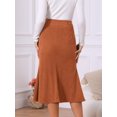 thumbnail image 5 of DARING DIVA Women's Corduroy High Waist Midi Mermaid Skirt with Pockets Large Caramel, 5 of 6