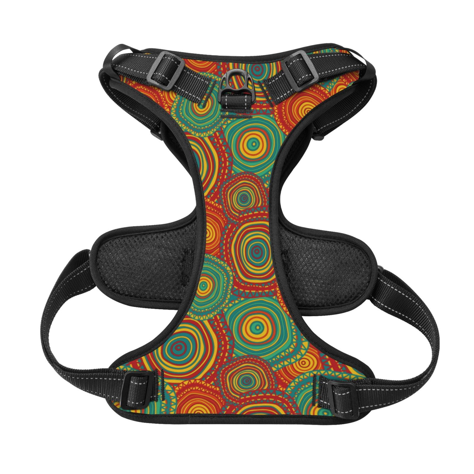 Kdxio Abstract Pattern Print No Pull Dog Harness Adjustable Reflective Oxford Easy Control Medium Large Dog Harness for Training and Everyday-Small