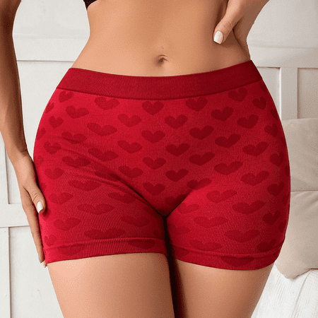 Fulorrnie Underwear for Women High Waisted Briefs Comfort Breathable Panty Sport Elastic Waist Seamless Banded Panties Red L