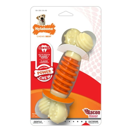 Nylabone Pro Action Dog Bone Dental Chew Toy, Bacon,