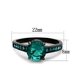 thumbnail image 2 of 2.16Ct Blue Green Zirconia Black Stainless Steel Engagement Ring Women's Size 10, 2 of 5