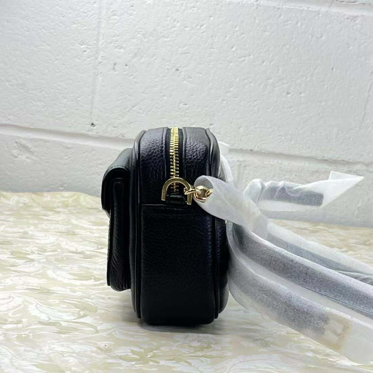 Michael Kors Jet Set Medium Black Pebbled Leather Pocket Camera Crossbody  Bag