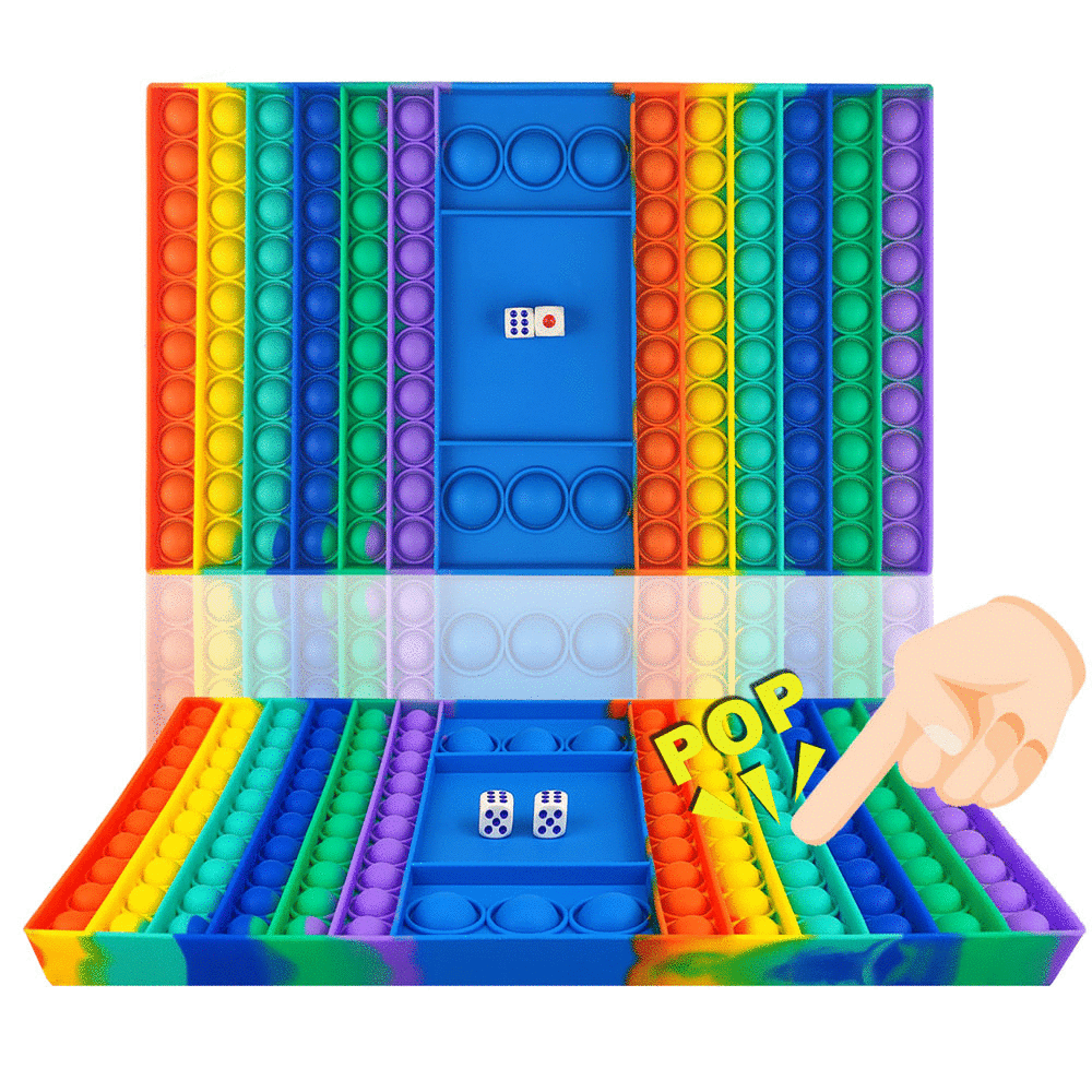 Rainbow Chess Board Game Push Bubble Popper Sensory Toy Big Pop Game Fidget Toy Jumbo Pop Stress Toys for Children and Adults
