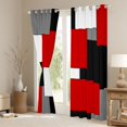 thumbnail image 3 of Manfei Bold Red Geometric Kitchen Curtains, Abstract Buffalo Black Out Curtains Pack of 2 (42x63 Each), Black White Red Gray, 3 of 6