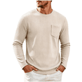 thumbnail image 2 of Jovrlynd Mens Sweater Crewneck Ribbed Knit Long Sleeve Shirts with Pockets Casual Soft Plus Size Pullover Sweaters for Big & Tall, S-3XL, 2 of 9