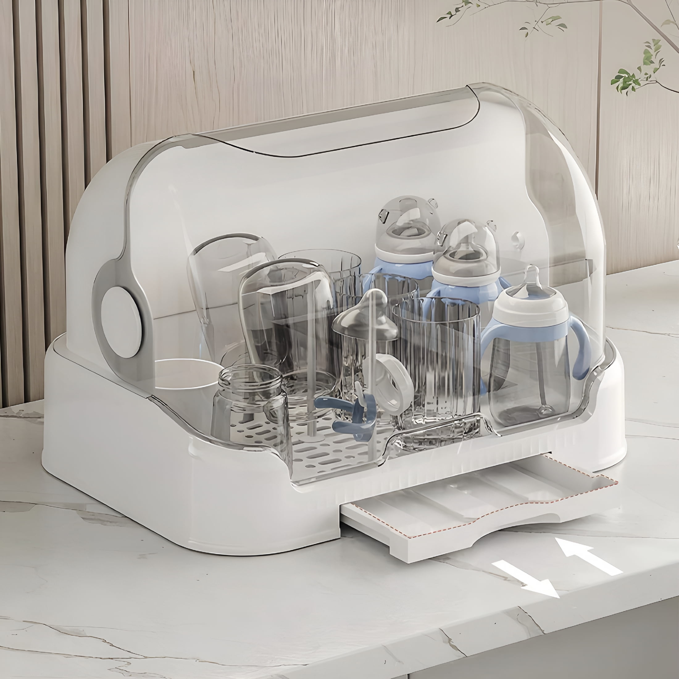 ACDANC 2026 New Baby Bottle Drying Rack Baby Bottle Organizer with Bottle Storage with Removable Drip Tray Nursing Baby Bottle Storage Countertop