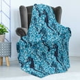 thumbnail image 4 of Animal Soft Flannel Fleece Blanket, Mosaic Tile Pattern Nautical Ocean Life Maritime Creature Beauty Artwork Print, Cozy Plush for Indoor and Outdoor Use, 60" x 80", Navy Turquoise, by Ambesonne, 4 of 5