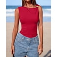 thumbnail image 3 of FreshPretty Spring Tops for Women Asymmetrical Neck Sleeveless Going Out Summer Outfits Casual Ruched Y2k Tank Top Clothes, 3 of 9