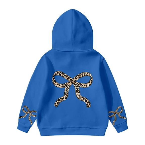 Byoo Little Girls Character Clothing Long Sleeve Solid Bow Print Hooded Pullover Sweatshirt Girls Oversized Casual Clothes