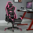 thumbnail image 2 of Goplus Chaise de Jeu de Massage Inclinable Pivotante Chaise de Course de Bureau avec Repose-Pieds Rose, 2 of 10