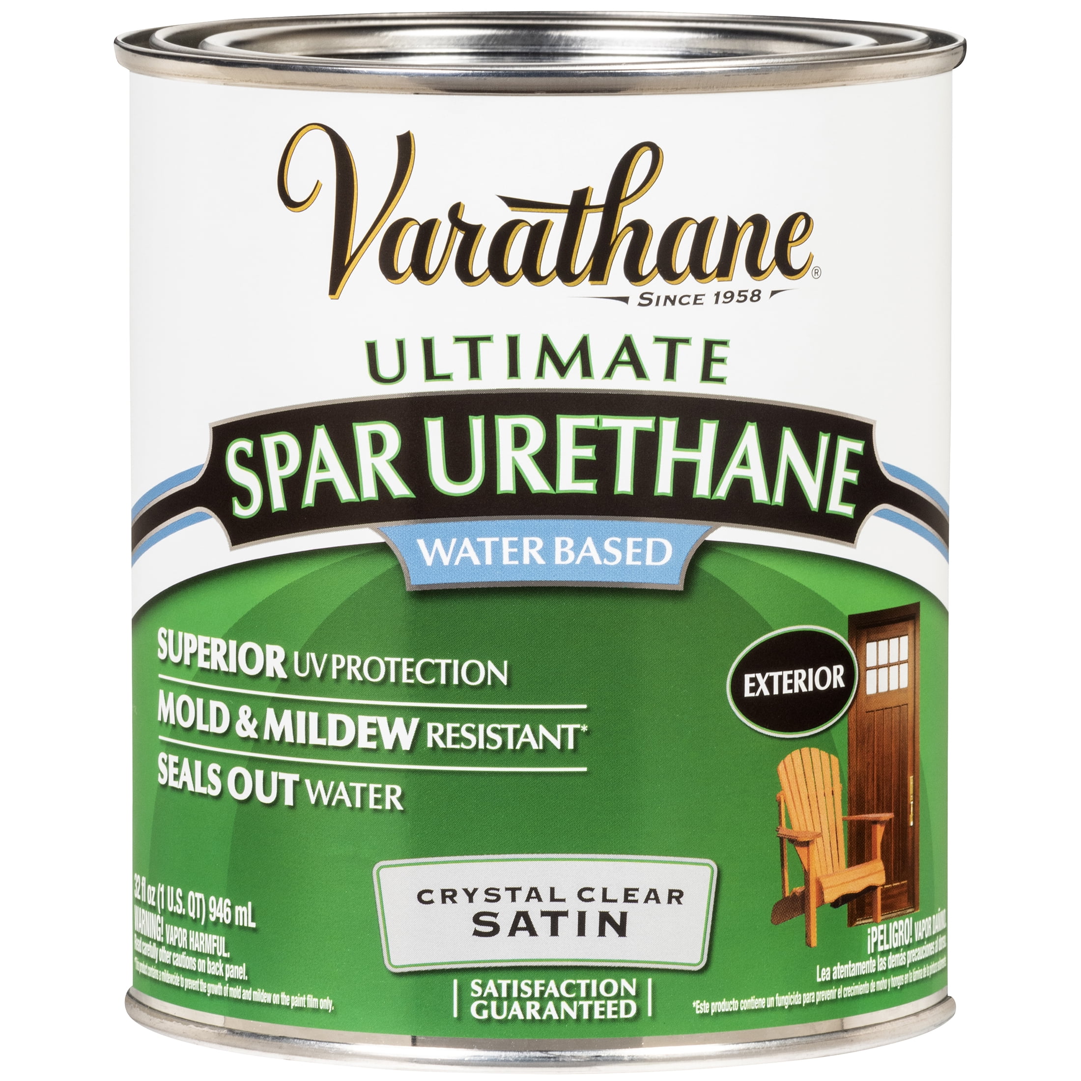 2 Pack, Satin Clear, Varathane Exterior Wood Ultimate Spar Urethane Water-Based-250241H, Quart