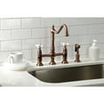 thumbnail image 2 of Kingston Brass KS127PXBSAC Heritage Bridge Kitchen Faucet with Brass Side Sprayer, Antique Copper, 2 of 7
