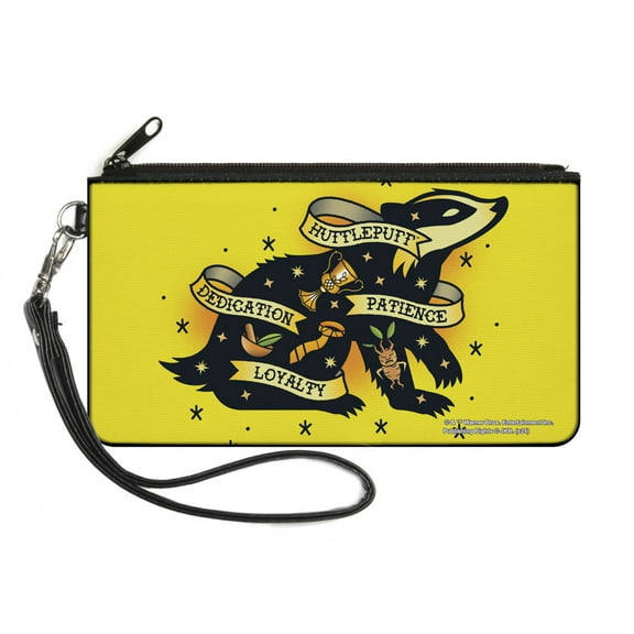 The Wizarding World of Harry Potter Wallet, Zip Clutch, Harry Potter Hufflepuff Badger Traits Tattoo Yellow, Canvas