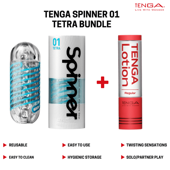 TENGA SPINNER 01 Tetra Reusable Spiral-Motion Male Masturbator/Stroker Bundle