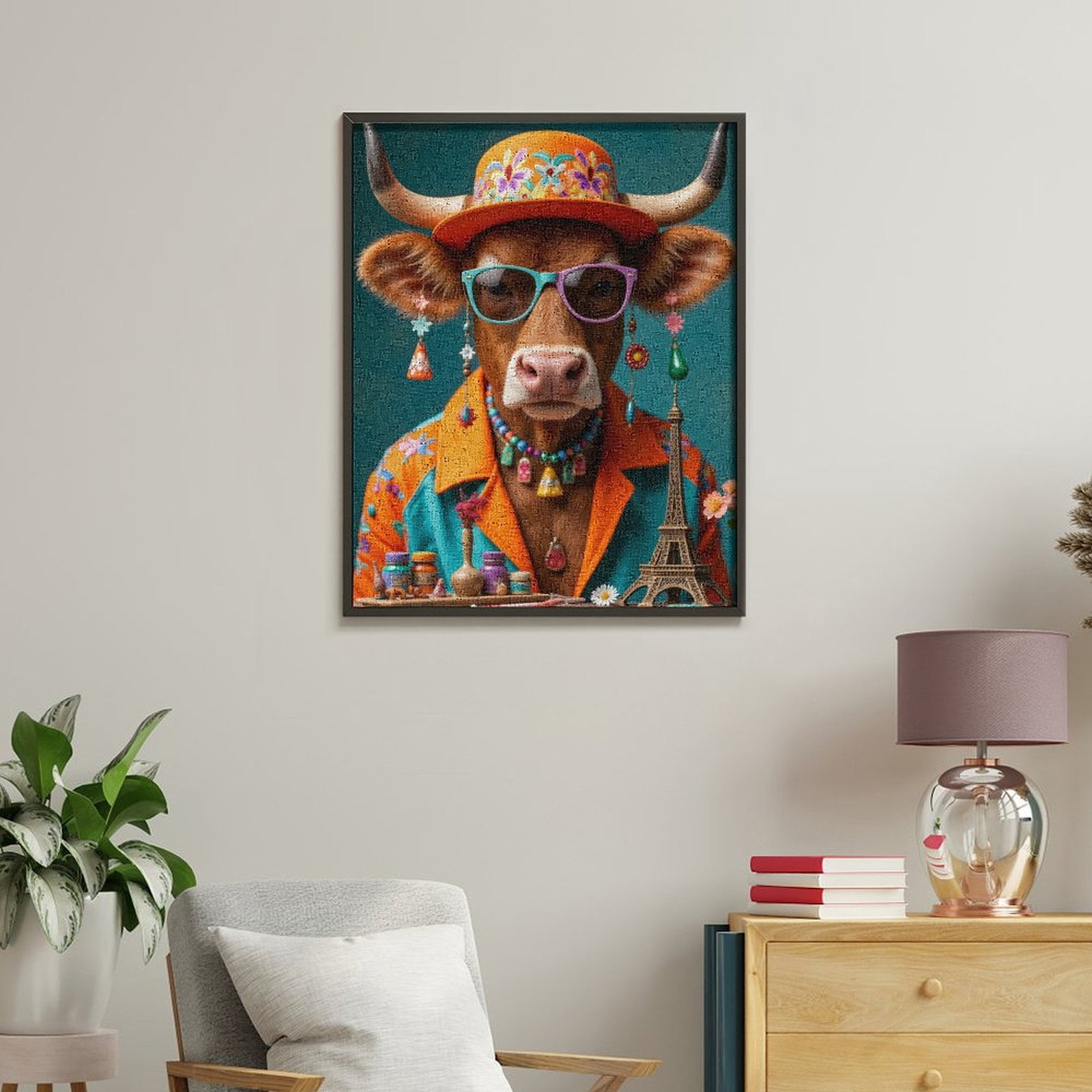Paint By Numbers Kit for Adults Beginner - Colorful Cow Fashion Art Playful DIY Canvas Painting Kits for Adults, Frameless Paint By Number for Adults for Home Wall Decor 16x20 Inch
