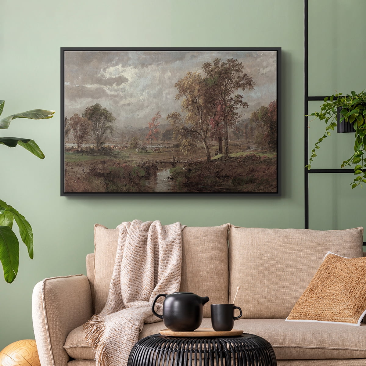 Vintage Landscape-CCCXXIV By Wexford Home Framed in Black Wood Gallery Wrapped Canvas 25 in. x 37 in.