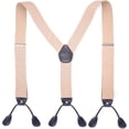 thumbnail image 1 of Men’s Suspenders, Y-Back 1.4 Inches Wide Adjustable Heavy Duty Button Leather End Elastic Suspender for Wedding Work,Khaki, 1 of 3