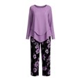 thumbnail image 6 of Zormilly Plus Size Outfits for Women 2 Piece Sets Long Sleeve Shirts Printed Wide Leg Pants Soft Lounge Sets, S-5XL, 6 of 7