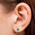 thumbnail image 3 of Lab-Created Emerald 5mm Round Stud Earrings in 14k Rose Gold, 3 of 4
