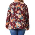 thumbnail image 3 of Agnes Orinda Plus Size Tops for Women Long Sleeve Tunic Pleated Crew Neck Dressy Casual Fall Blouses 3X Burgundy, 3 of 6
