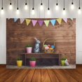 thumbnail image 2 of Spring Easter Backdrops for Photography Rabbit Colorful Eggs Green Grass Brown Wooden Wall Backdrop Baby Shower Kids Girls Newborn Party Photo Background Banner Studio Booth Props 7x5ft Vinyl, 2 of 6
