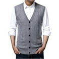 thumbnail image 3 of AnuYalue Mens Big and Tall Sweater Vest Lightweight Button Down Knit Vests Fall Winter Sleeveless Pullover Soild Color V Neck Waistcoat, 3 of 5