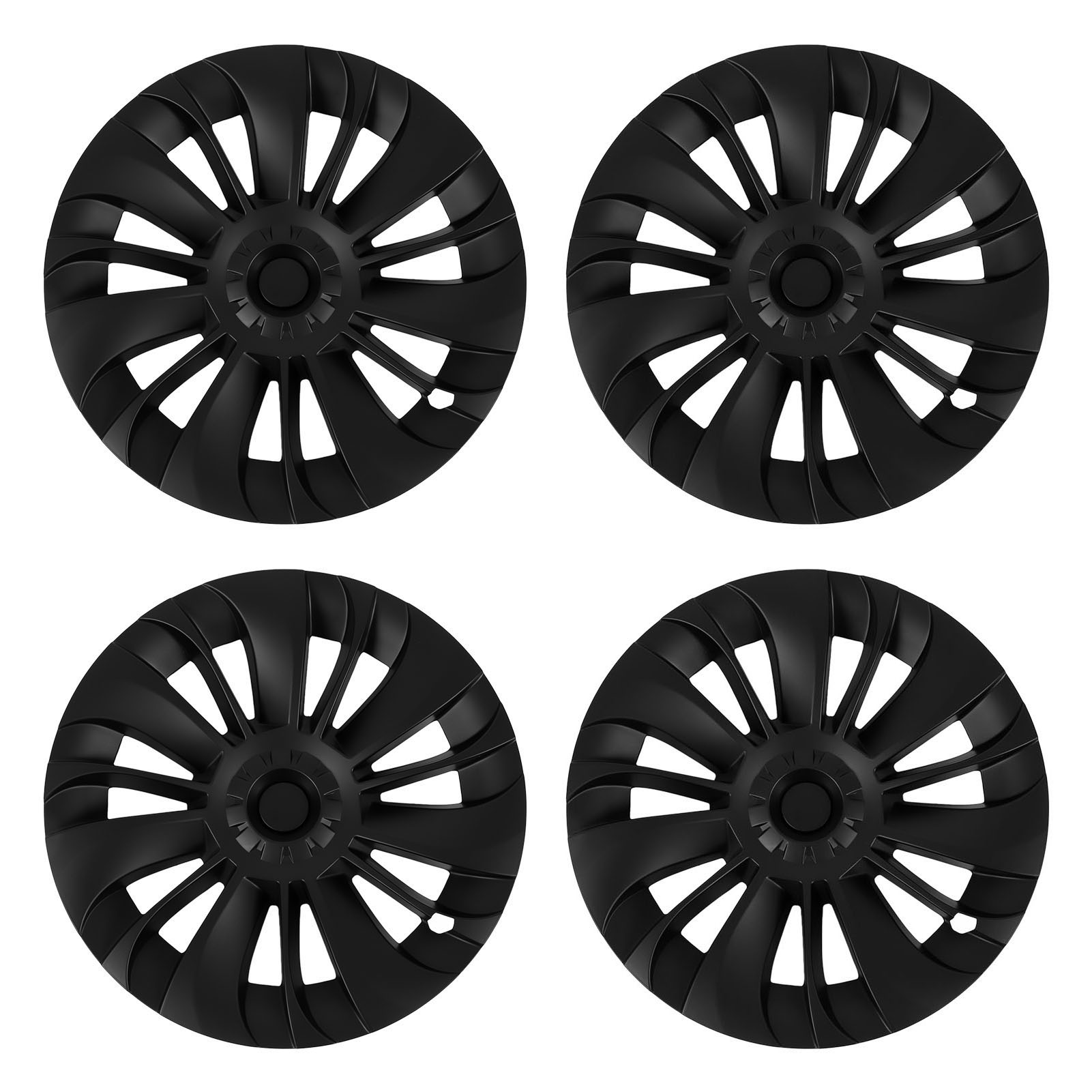 4pcs 19 Inch Hubcap Asymmetrical Design Wheel Hub Cap Replacement for Tesla  Model Y 2020 to 2023 Matte Black