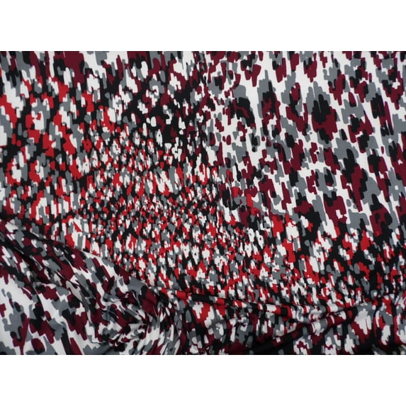 10 Yard Lot Printed DTY Spandex Stretch Apparel Fabric Red Black Gray White Abstract B408